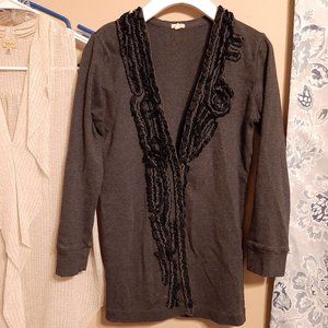 j. crew ruffles floral appliqué cardigan sweater